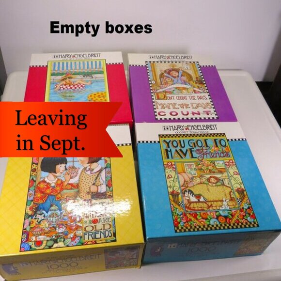 Mary Engelbreit Empty Puzzle Boxes 1large pic 4 small pics gloss - Picture 2 of 15